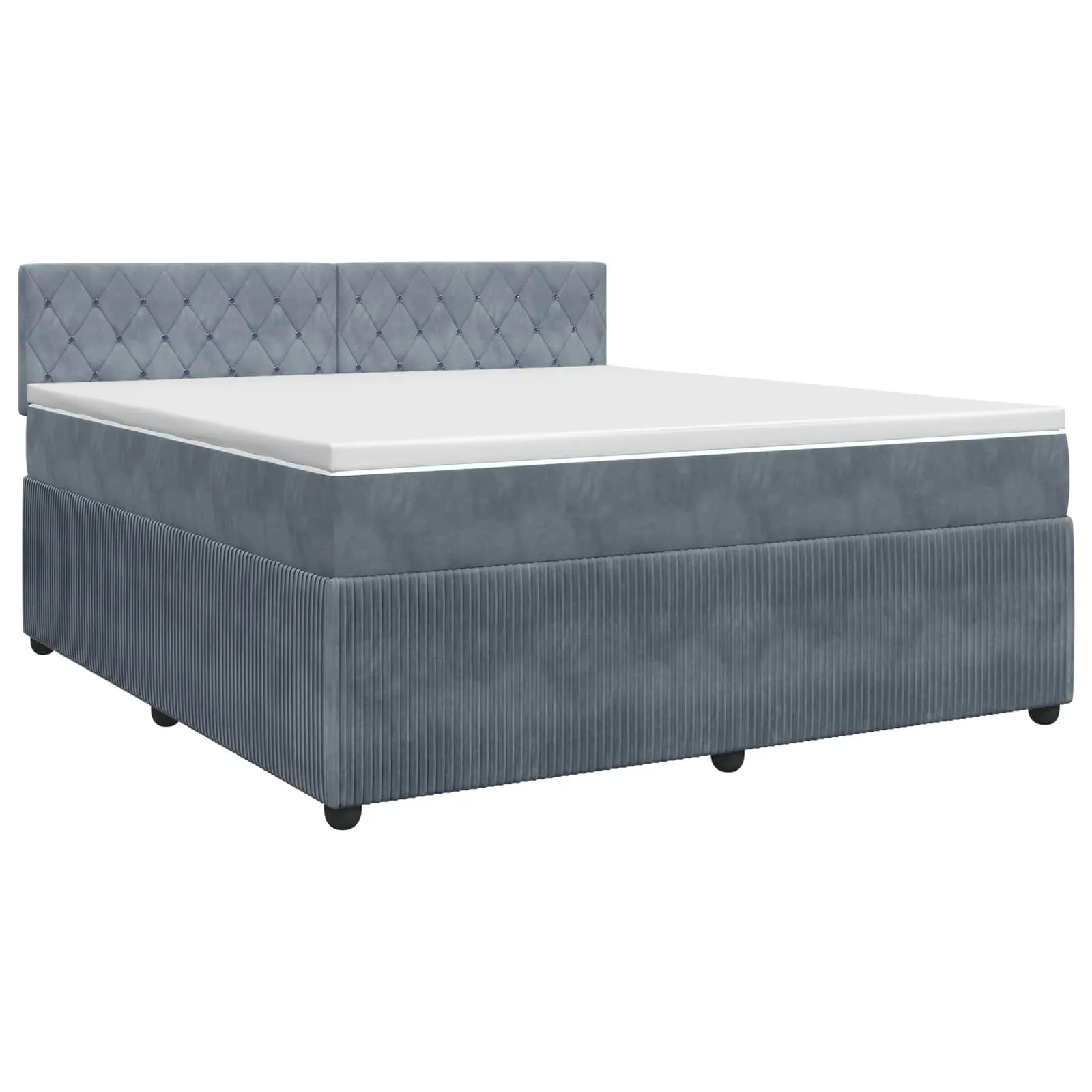 Boxspringbett Samt Dunkelgrau 140x200 cm mit verstellbarem Kopfteil