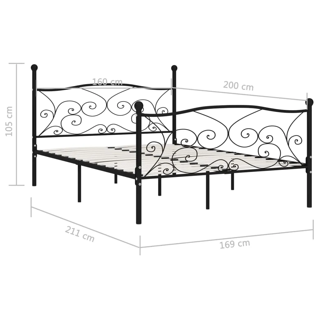 Metallbettgestell Schwarz 211x169x105 cm mit Lattenrost