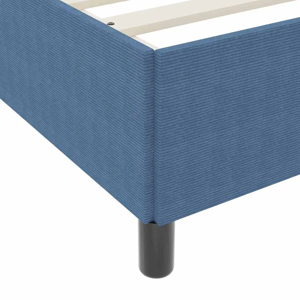 Boxspringbett aus Kiefernholz und Samt, 90x200 cm, Blau