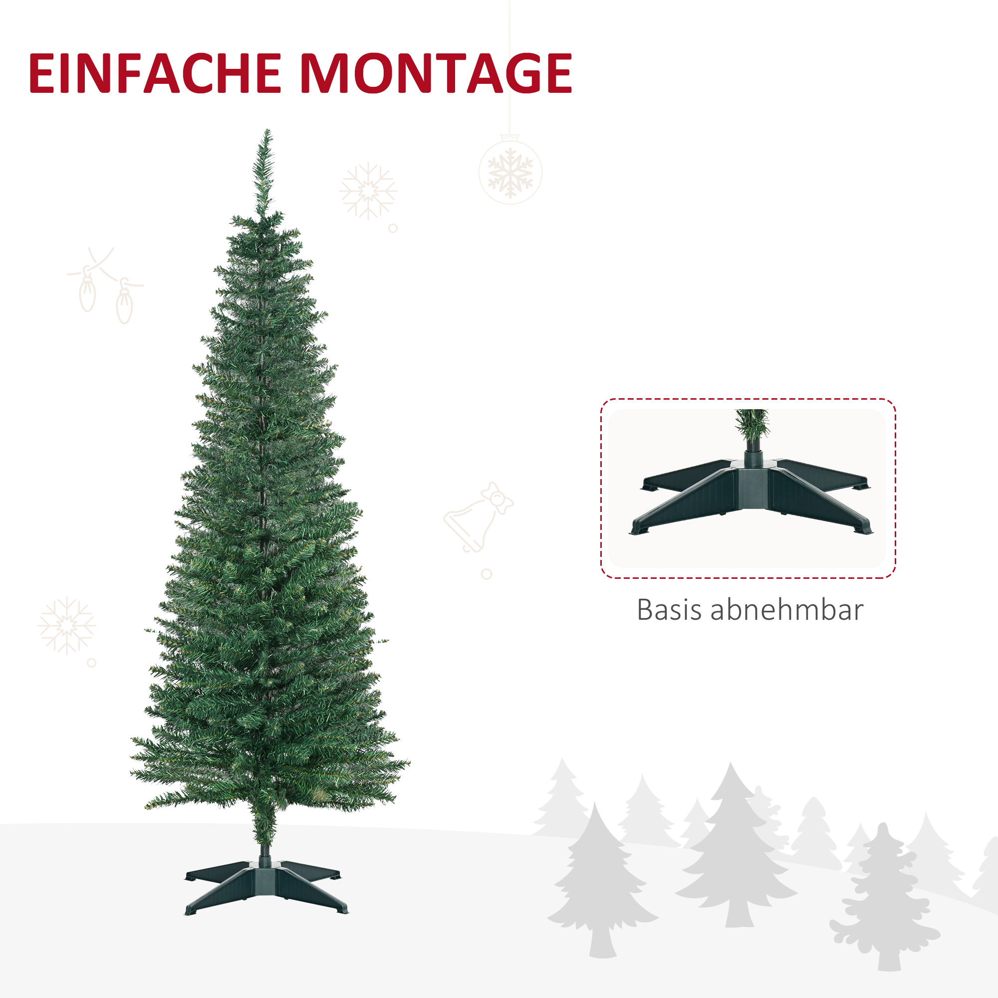 Künstlicher Weihnachtsbaum Tanne 1,5 m Kunststoff Grün mit Ständer