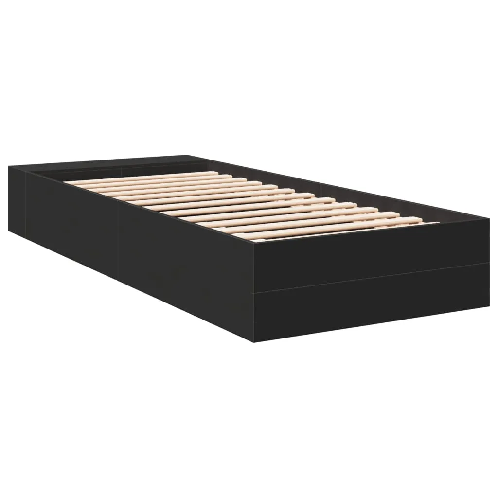 Schwarzes Bettgestell aus Holzwerkstoff 215,5 x 78 x 30 cm