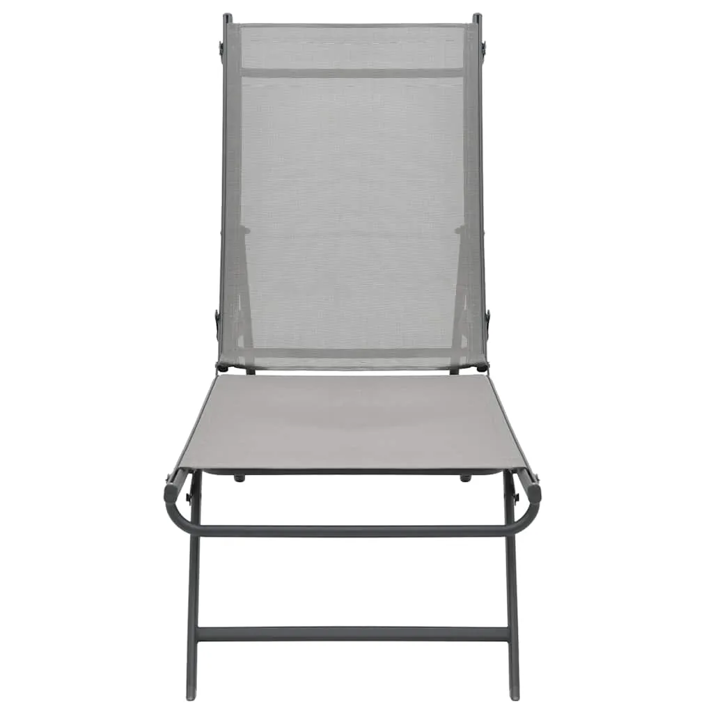 2er Set Sonnenliegen 180,5x53x32,5 cm Grau mit verstellbarer Rückenlehne