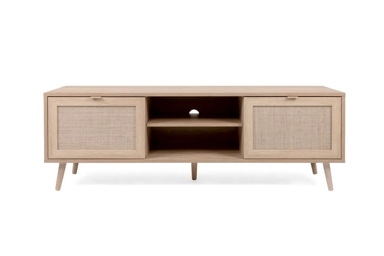 finori TV-Board Bali 150 cm Dekor Sonoma Eiche & Rafia Geflecht Lowboard