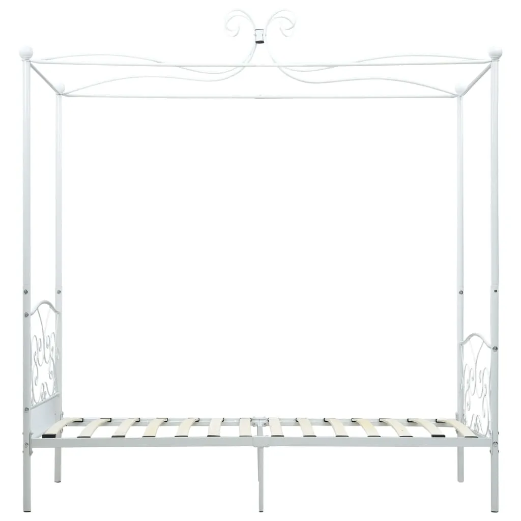 Weißes Himmelbett-Gestell Metall 211x109x227 cm