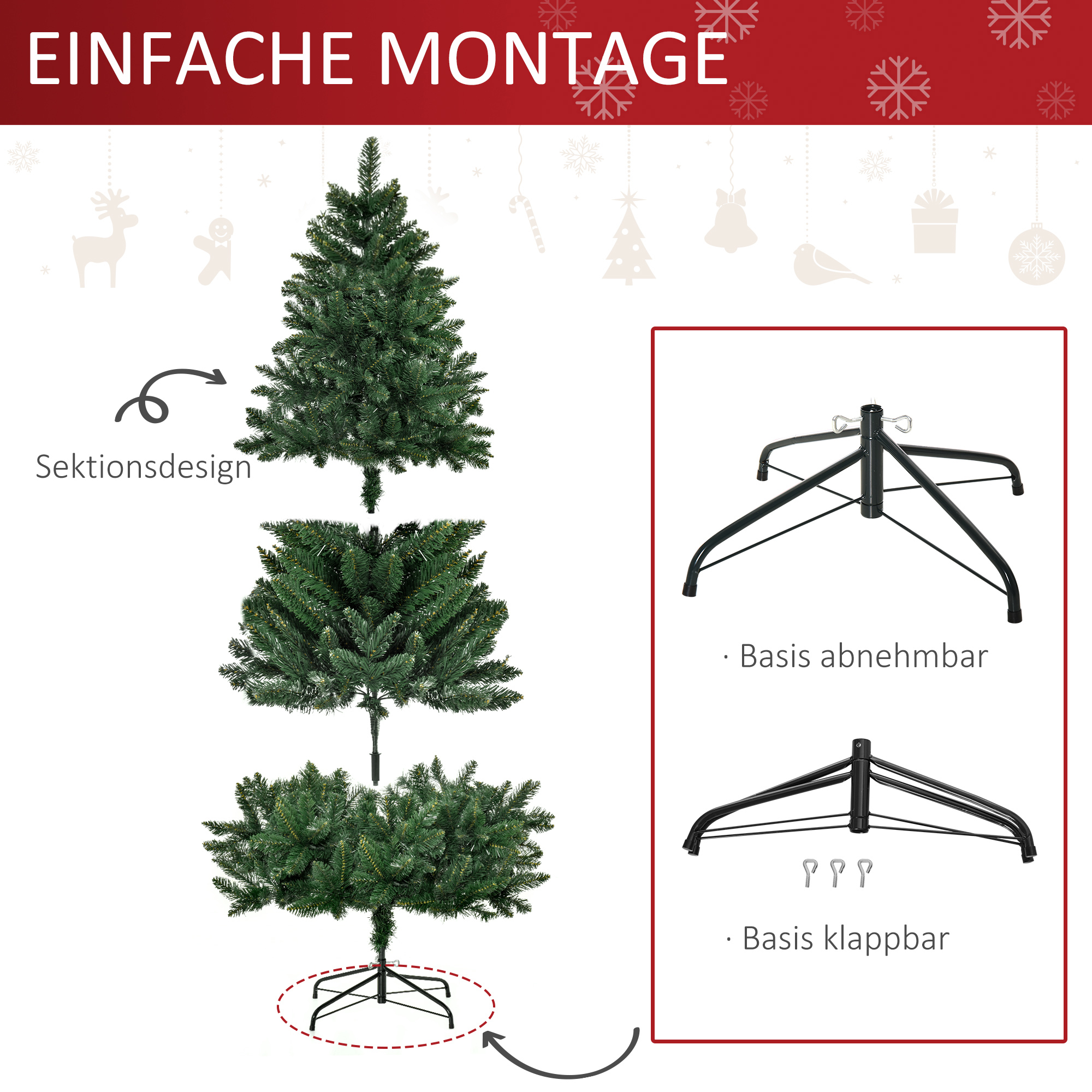 Künstlicher Weihnachtsbaum Kiefer 180 cm mit Metallständer Grün