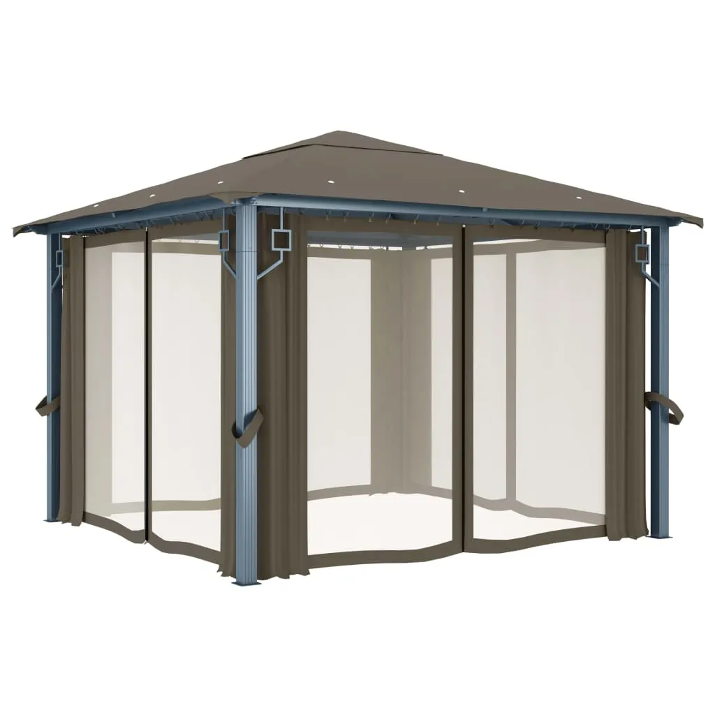 Pavillon Taupe 300x300x270 cm mit Aluminium- und Stahlkonstruktion