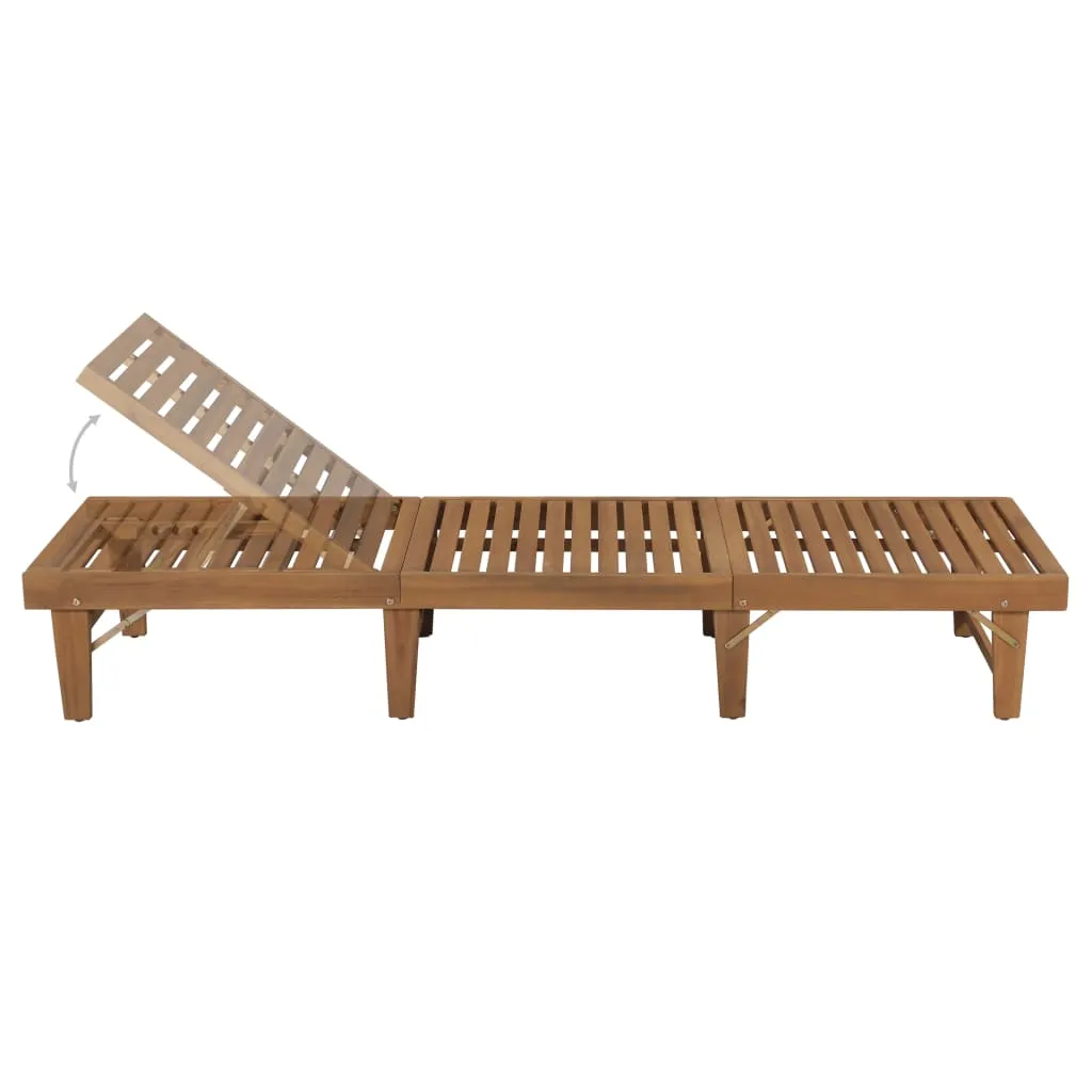 Echtholz Sonnenliege 200 x 61 x 30/86 cm Beige