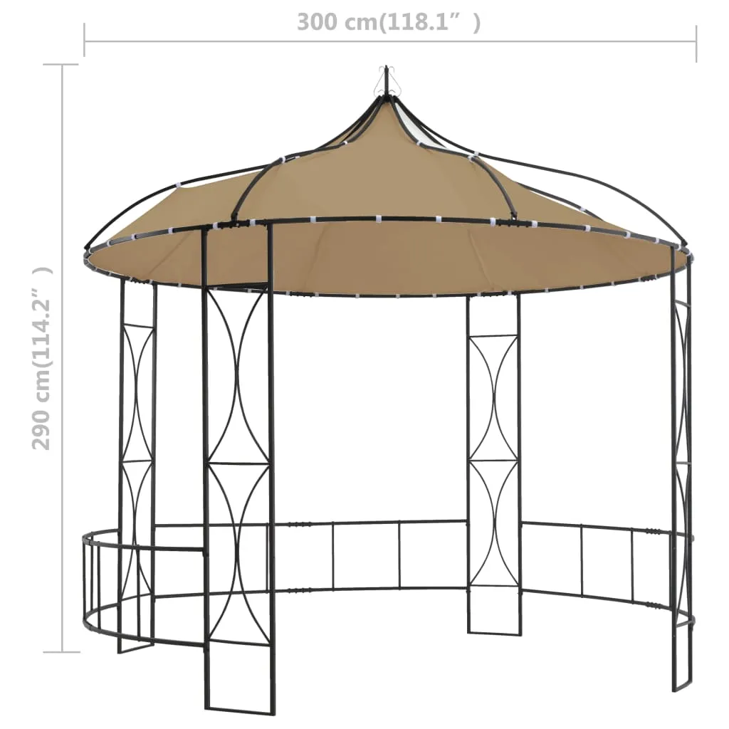 Pavillon 3 x 2,9 m Taupe und Schwarz mit dekorativem Rahmen