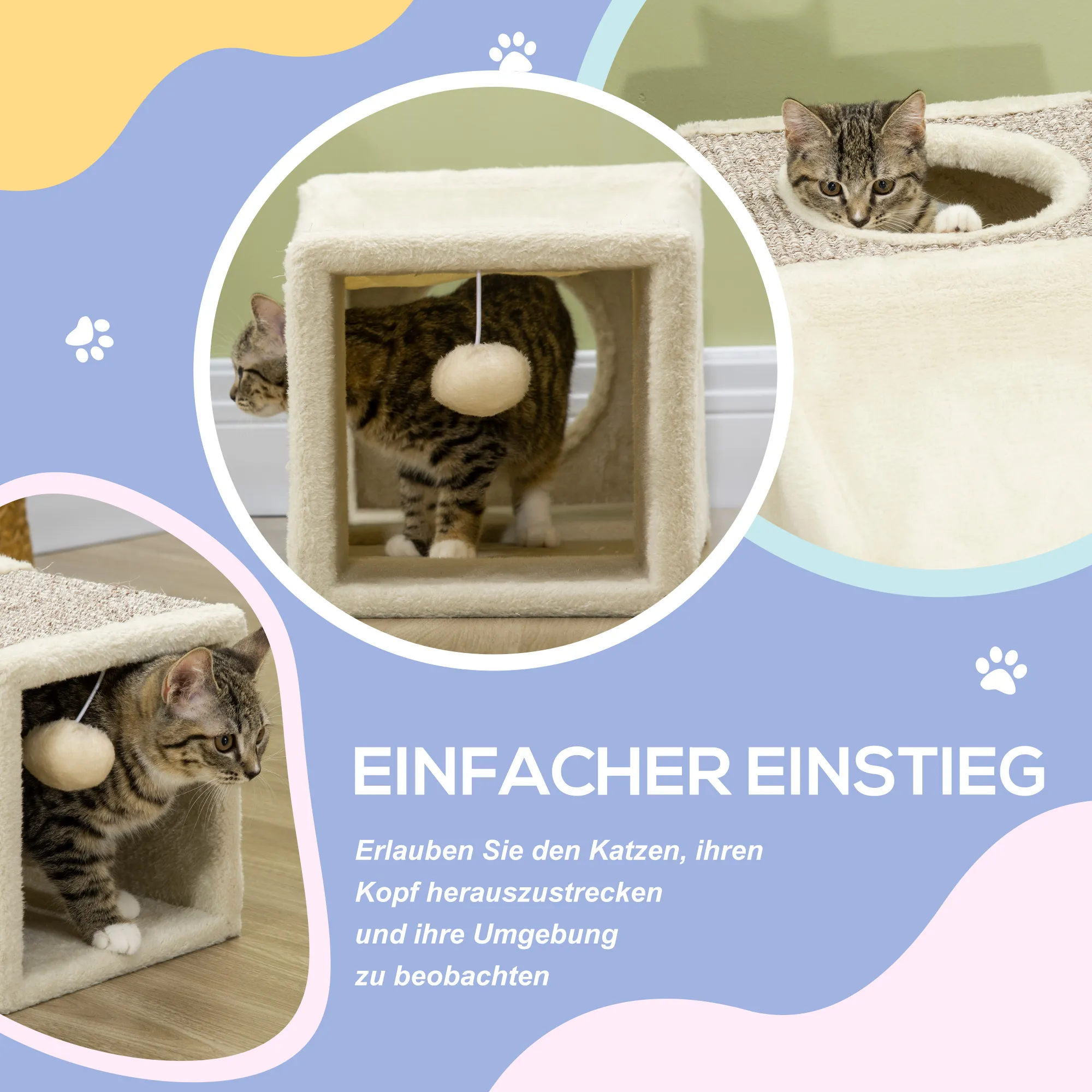 Katzentunnel 98L x 30B x 30H cm in Braun und Beige