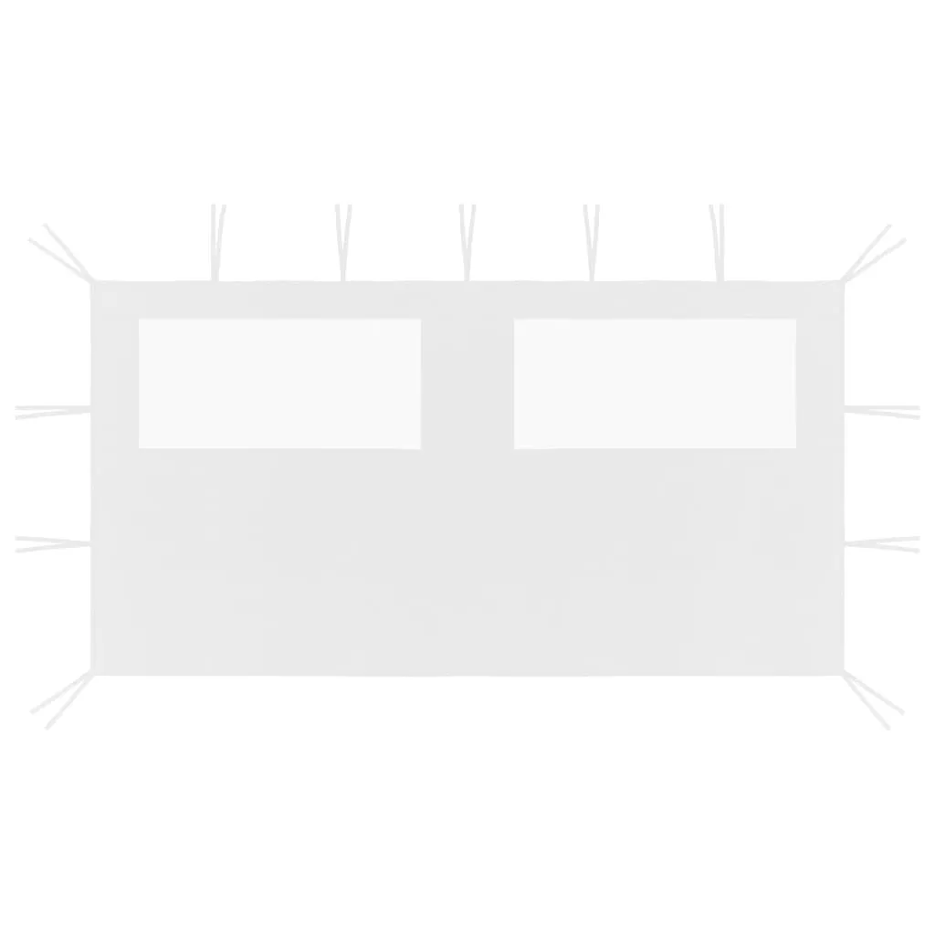 Pavillon-Seitenwand mit Fenstern 4x2 m Weiß