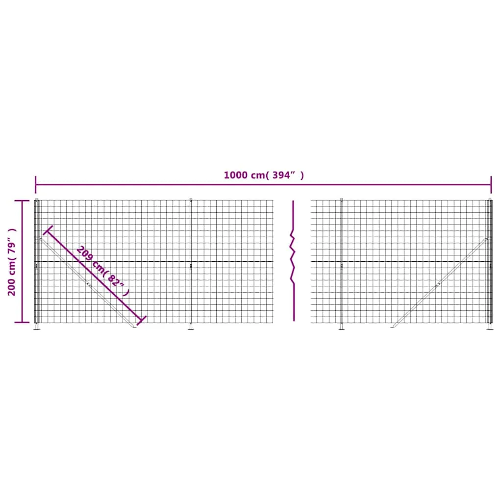 Maschendrahtzaun 2x10 m Anthrazit verzinkter Stahl mit PVC-Beschichtung