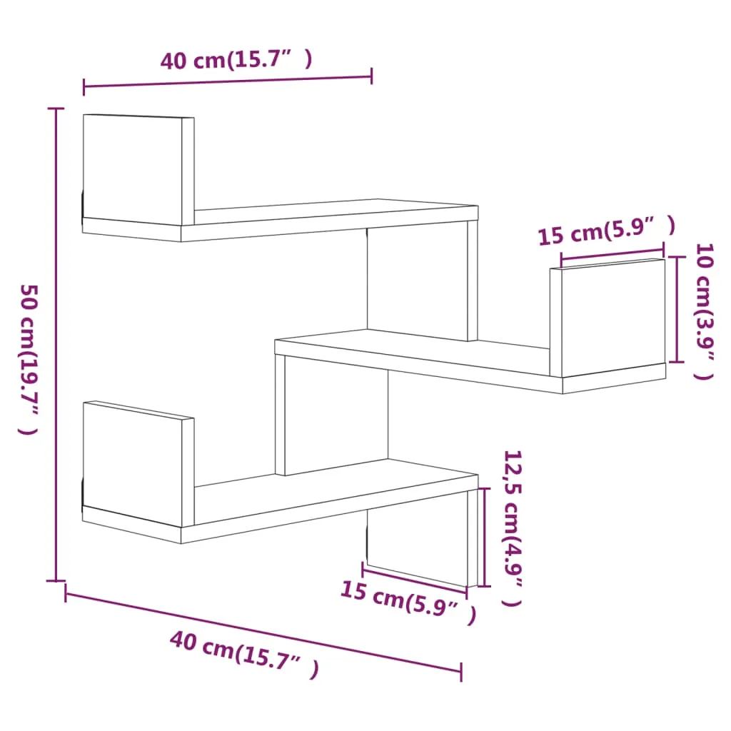 Wandregal Eckregal 40x40x50 cm Grau Sonoma Holzwerkstoff