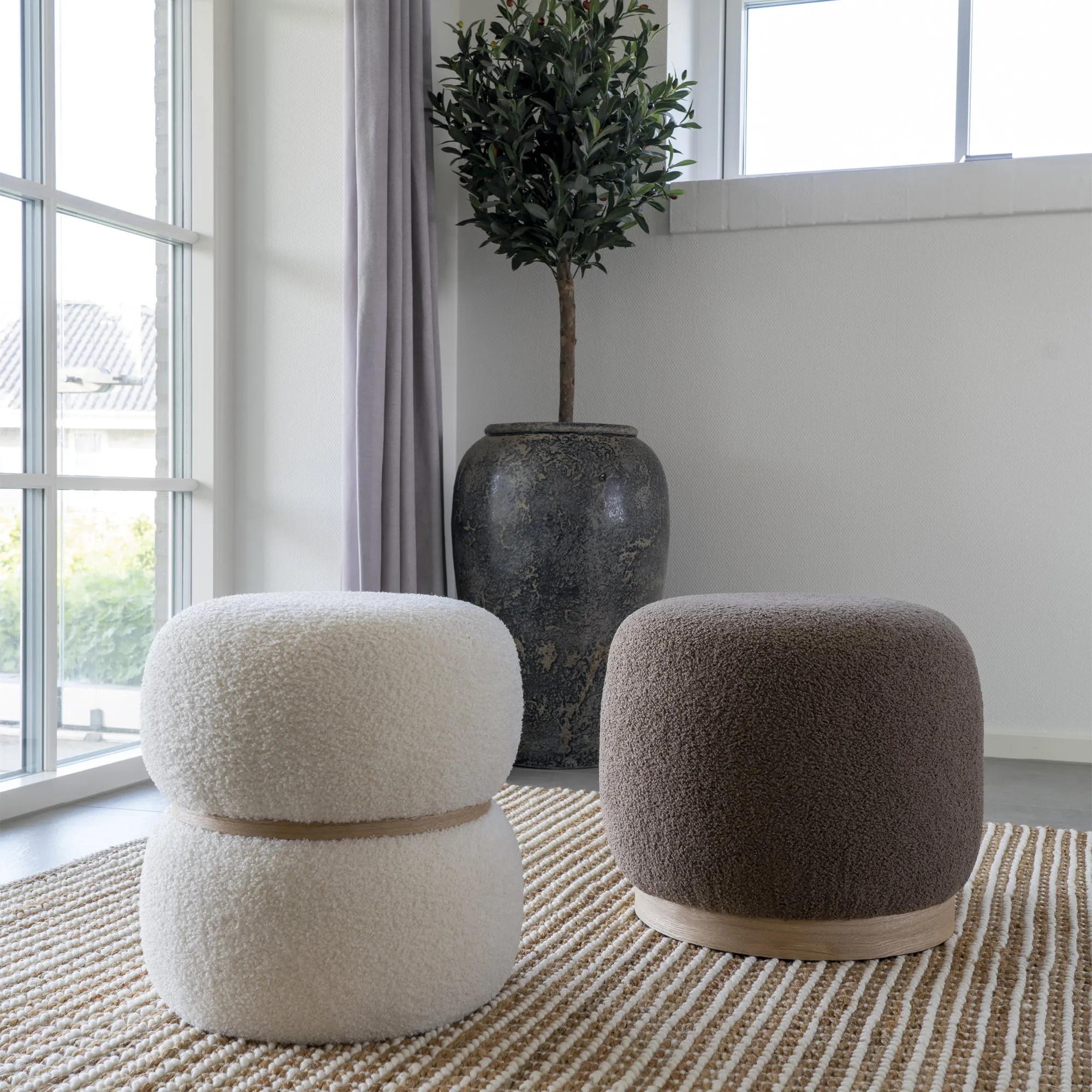 tinkaro Pouf Belfort MDF, Kiefernholz, Schaumstoff, Polyester Braun