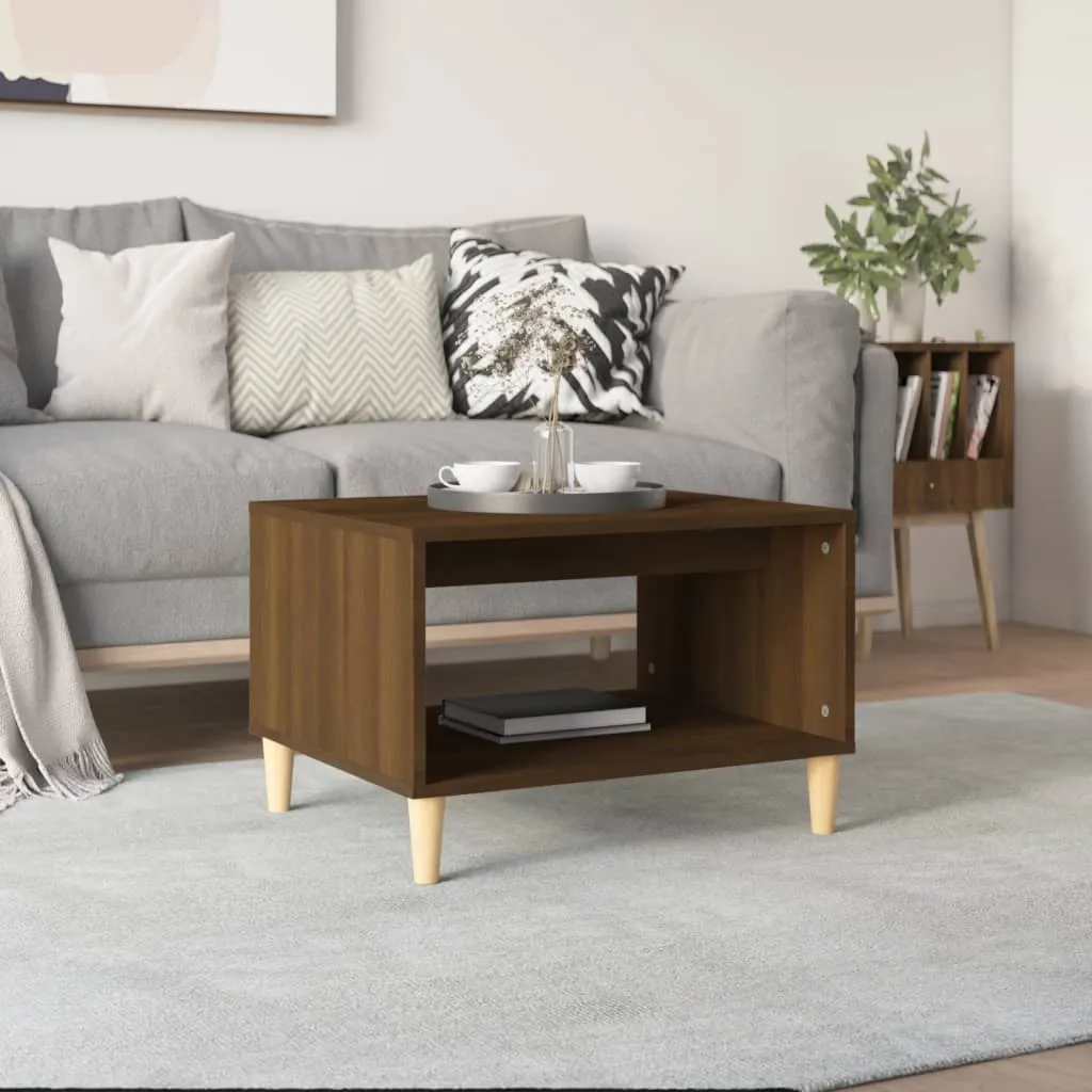 Moderner Couchtisch 60 x 50 x 40 cm Braun Eichen-Optik aus Holzwerkstoff und Massivholz