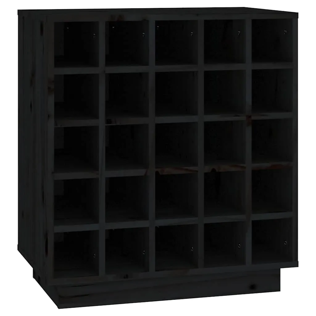 Weinregal aus massivem Kiefernholz Schwarz 55,5 x 34 x 61 cm