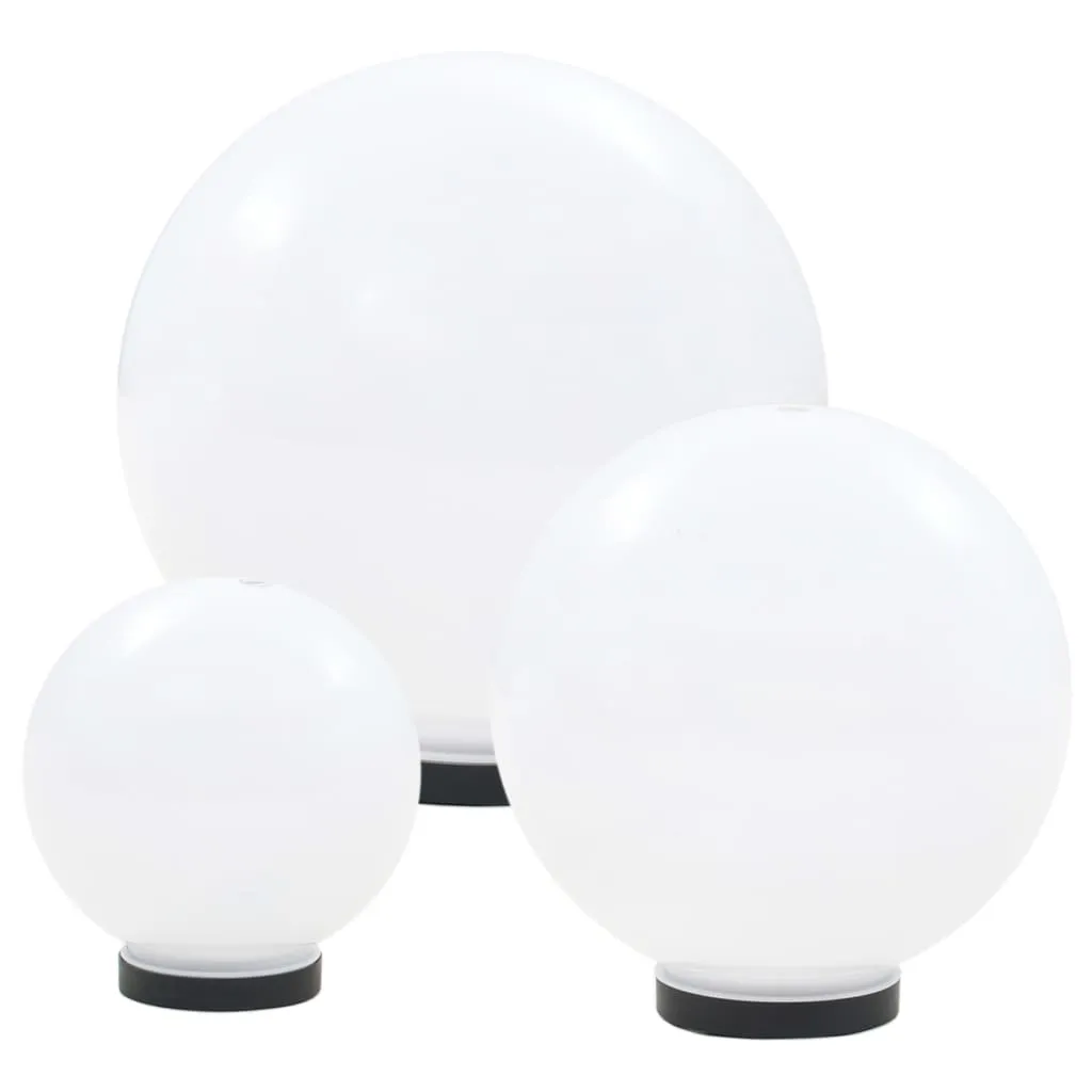 3er Set LED-Kugellampen 20/30/40 cm Weiß