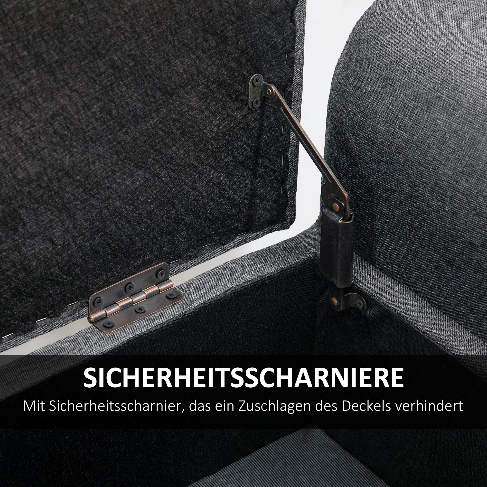 Sitzhocker Dunkelgrau 116L x 44B x 58H cm mit Stauraum