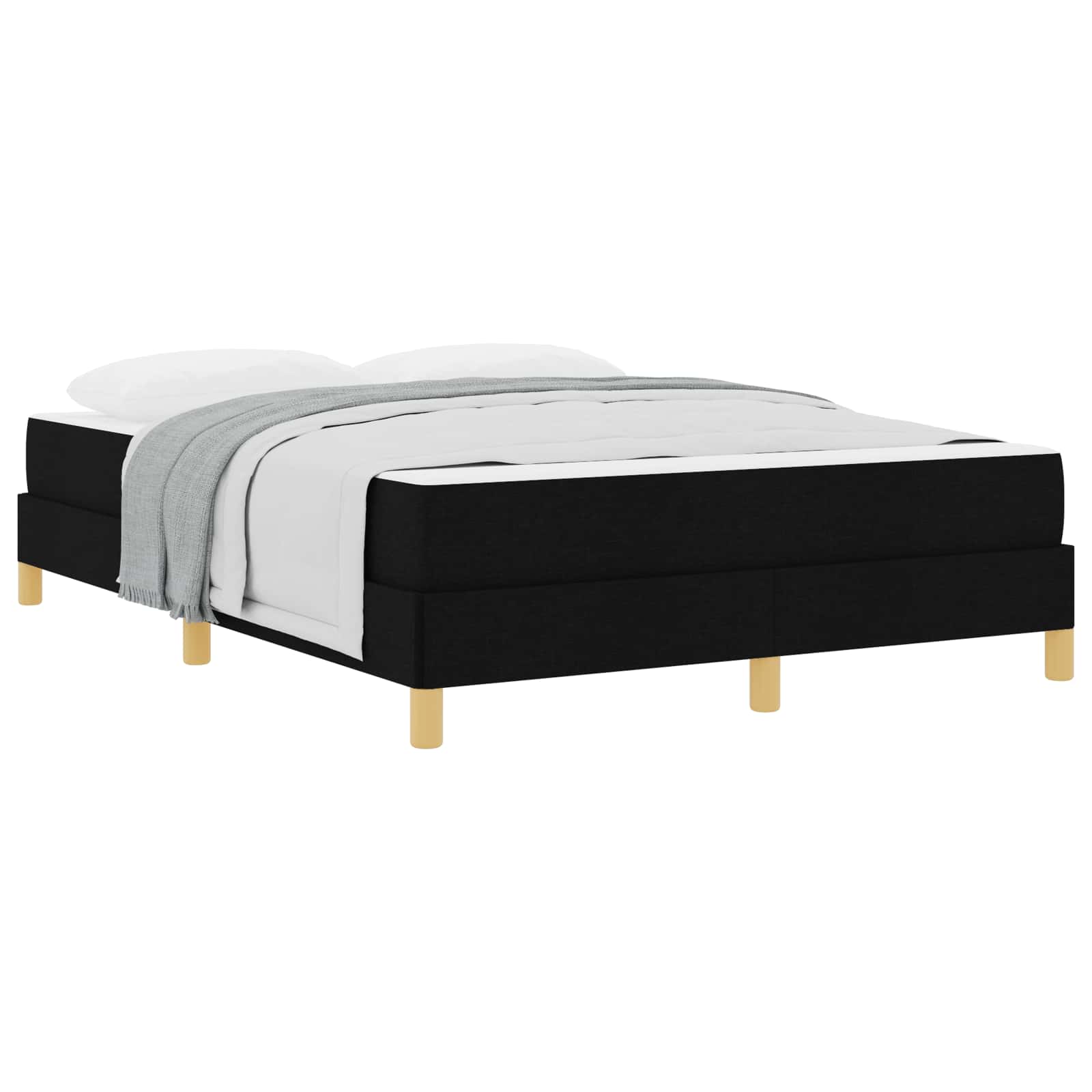 Boxspringbett mit Matratze, Stoff, 140 x 190 cm, Schwarz