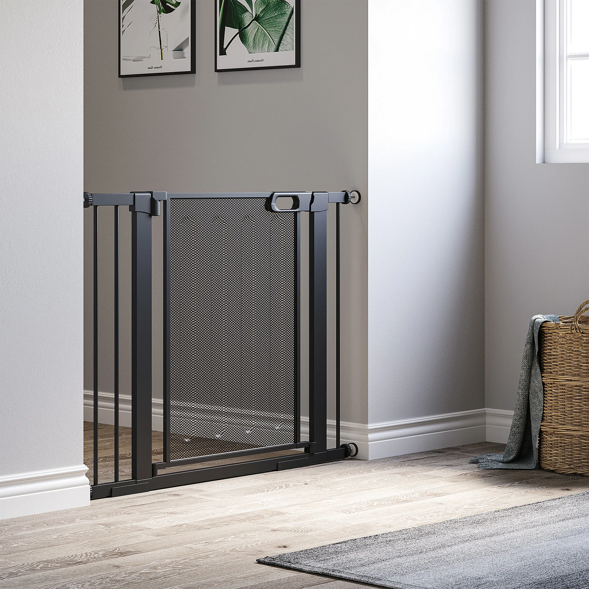Treppenschutzgitter für Hunde, verstellbar 75-103 cm, Schwarz
