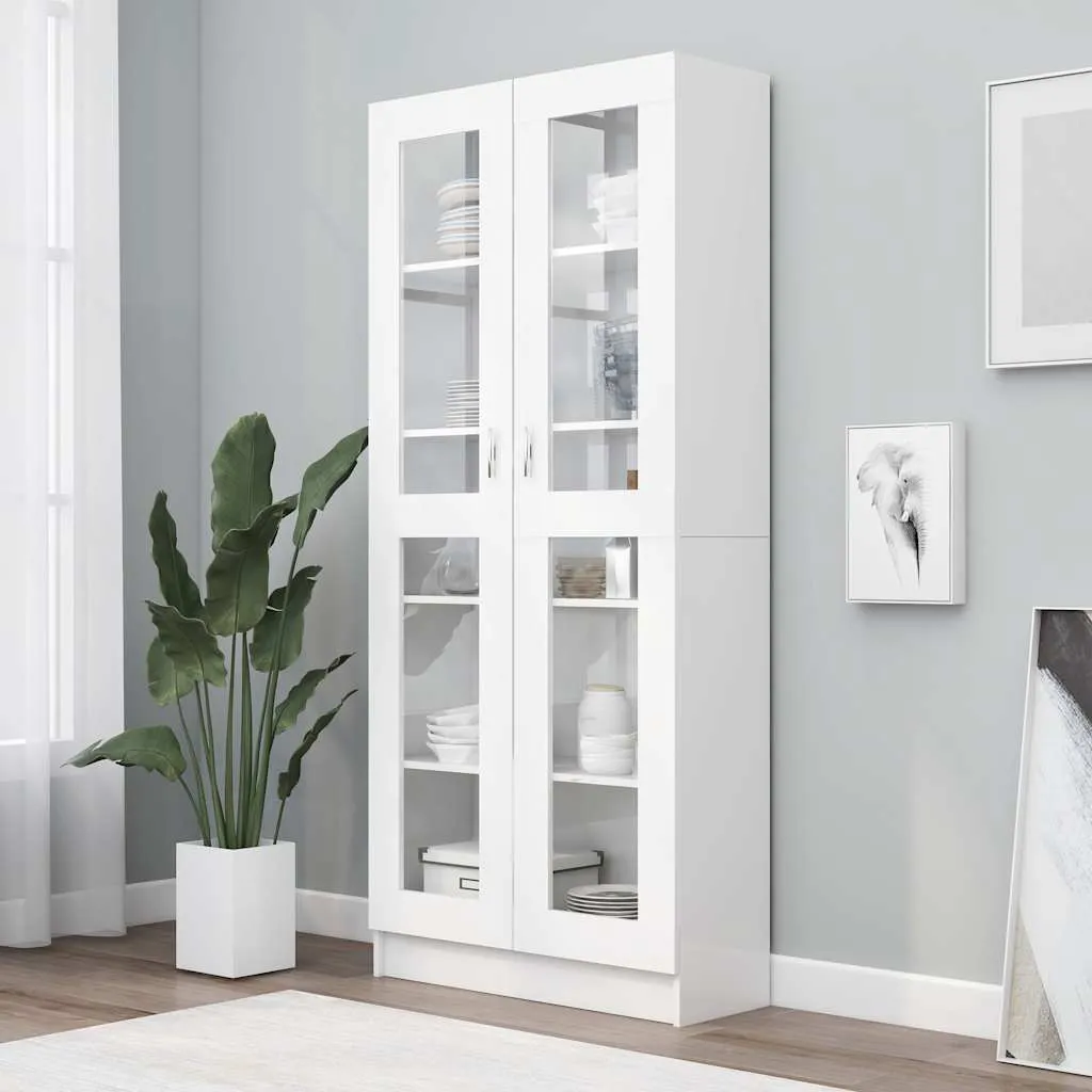 Vitrine mit 5 Fächern und 2 Türen 82,5x30,5x185 cm Weiß