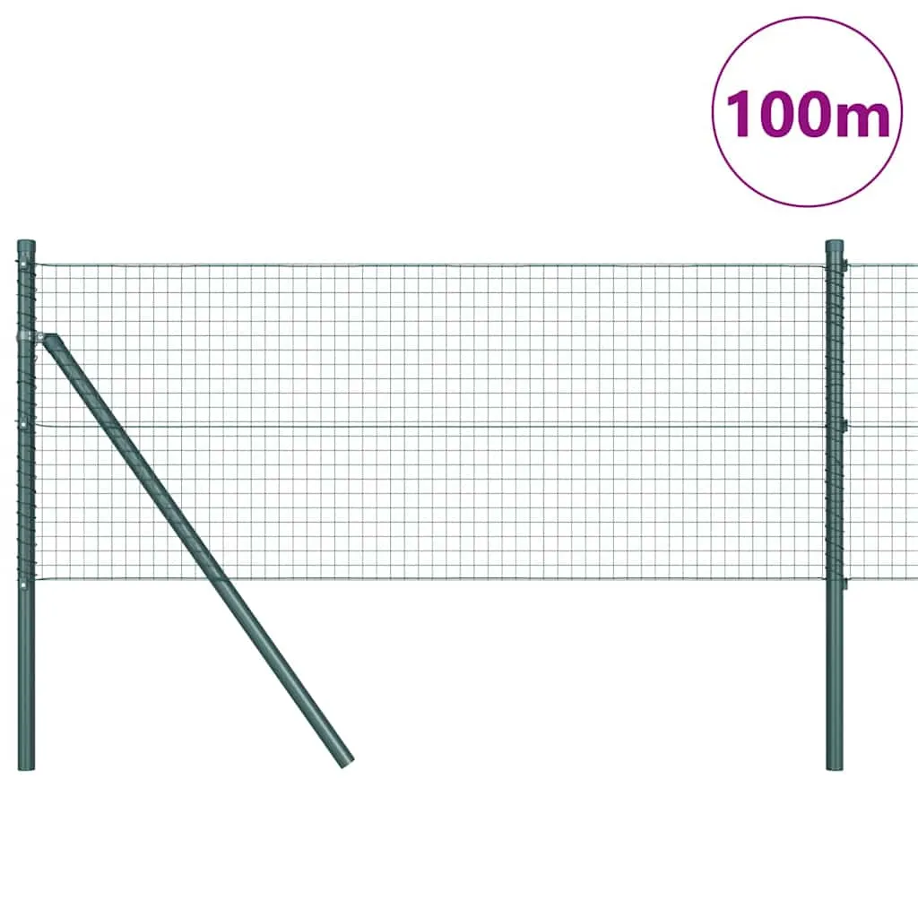 Outdoor-Fence-Post-Set Grün 10000 x 3,2 x 50 cm Stahl PVC
