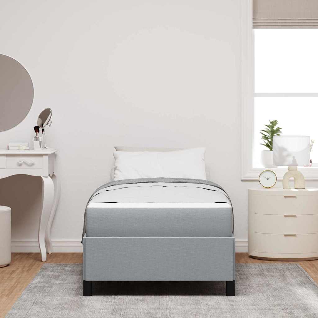 Boxspringbett mit Matratze, Holzwerkstoff, 200 x 90 cm, Hellgrau