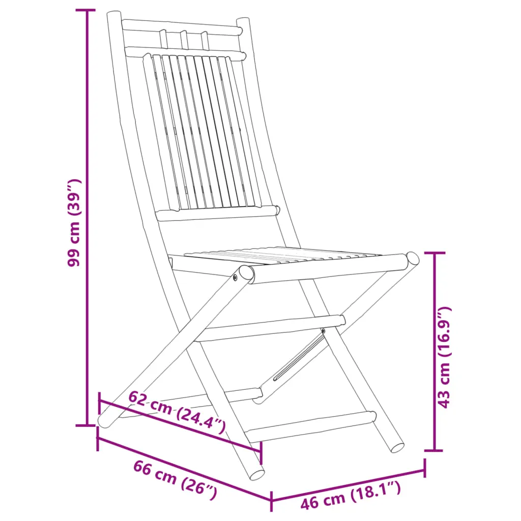 Klappstühle Bambus naturbelassen 46x66x99 cm Gartenstuhl 2er Set