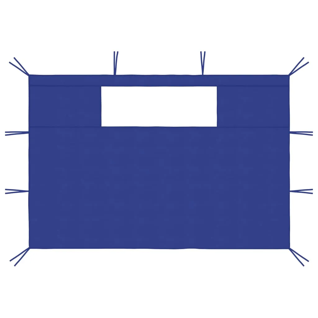 Pavillon-Seitenwand-Set Blau 410x210 cm & 280x210 cm mit Fenster