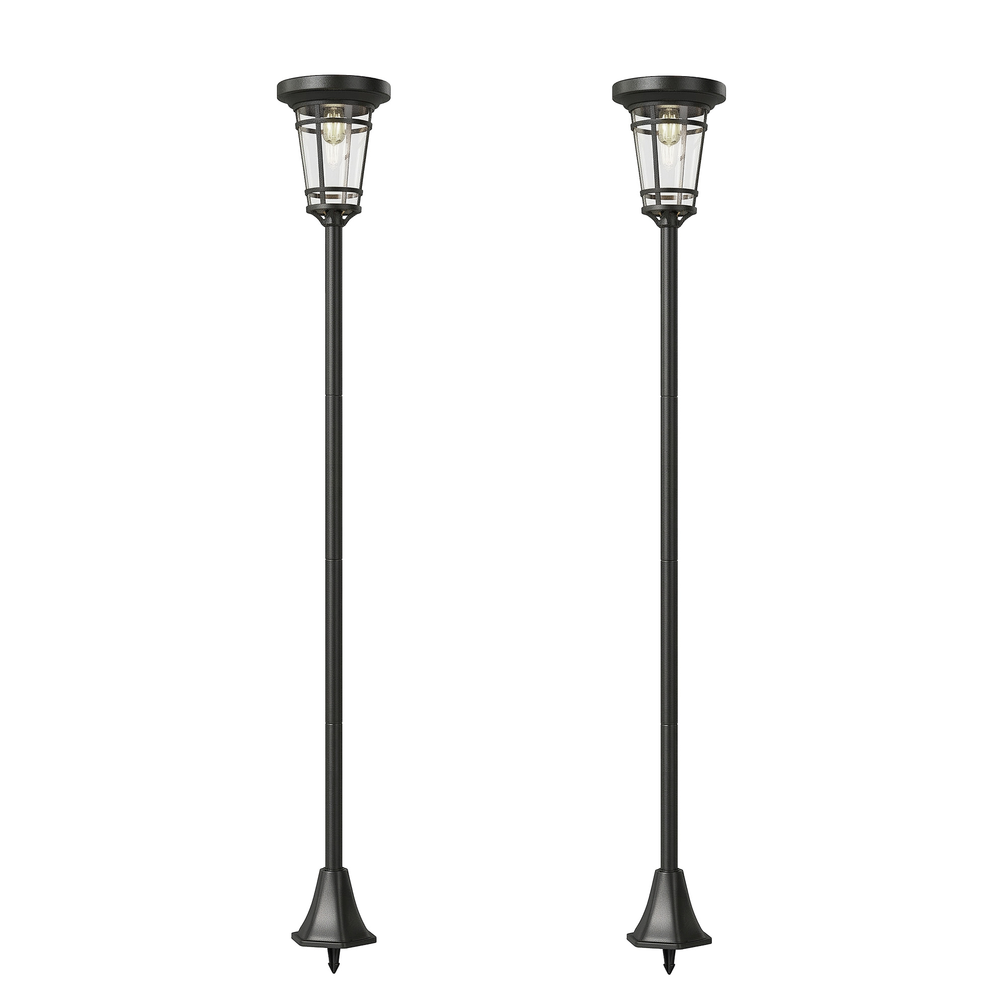 Solar Gartenleuchten 2er-Set Stehleuchte 180cm Schwarz IP44