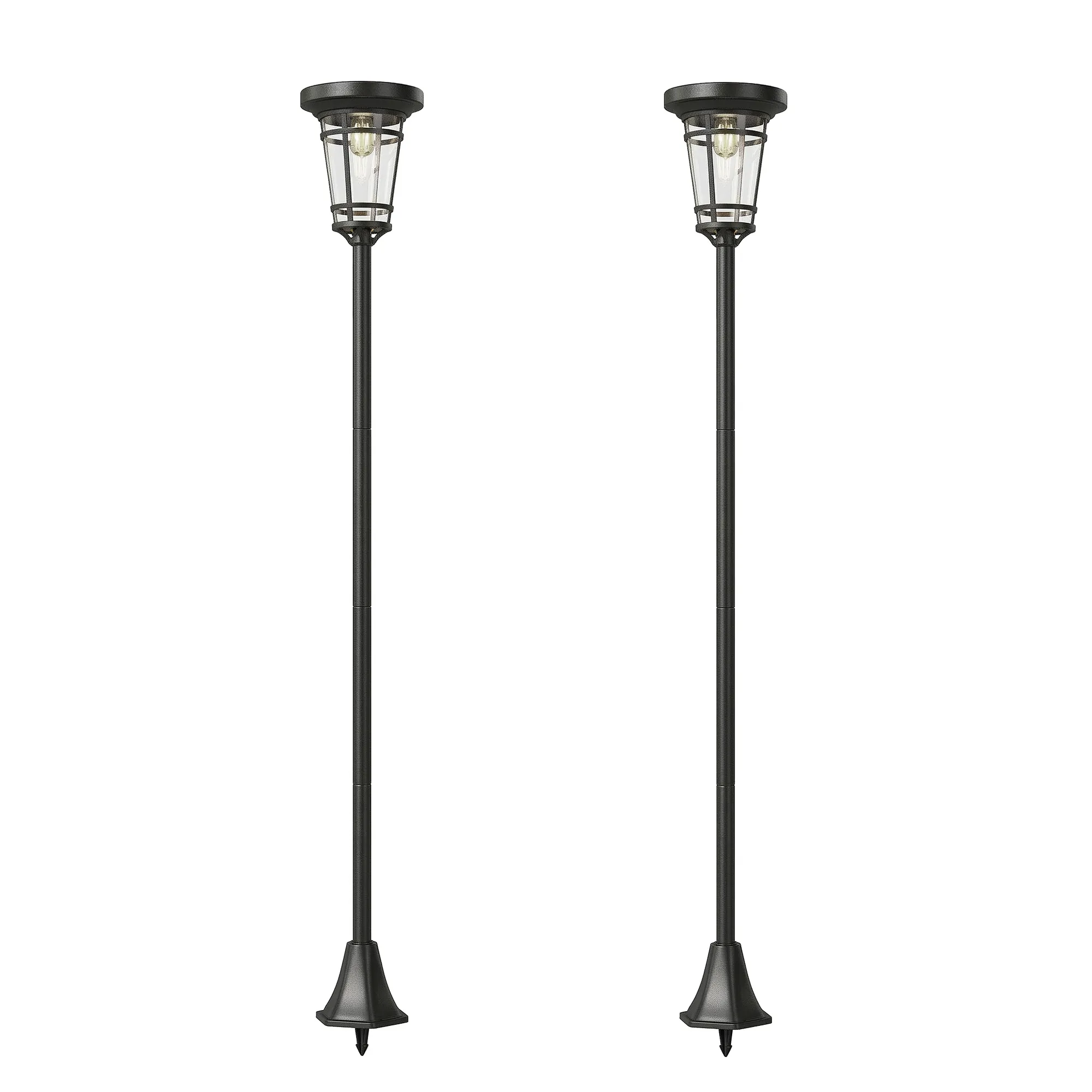 Solar Gartenleuchten 2er-Set Stehleuchte 180cm Schwarz IP44