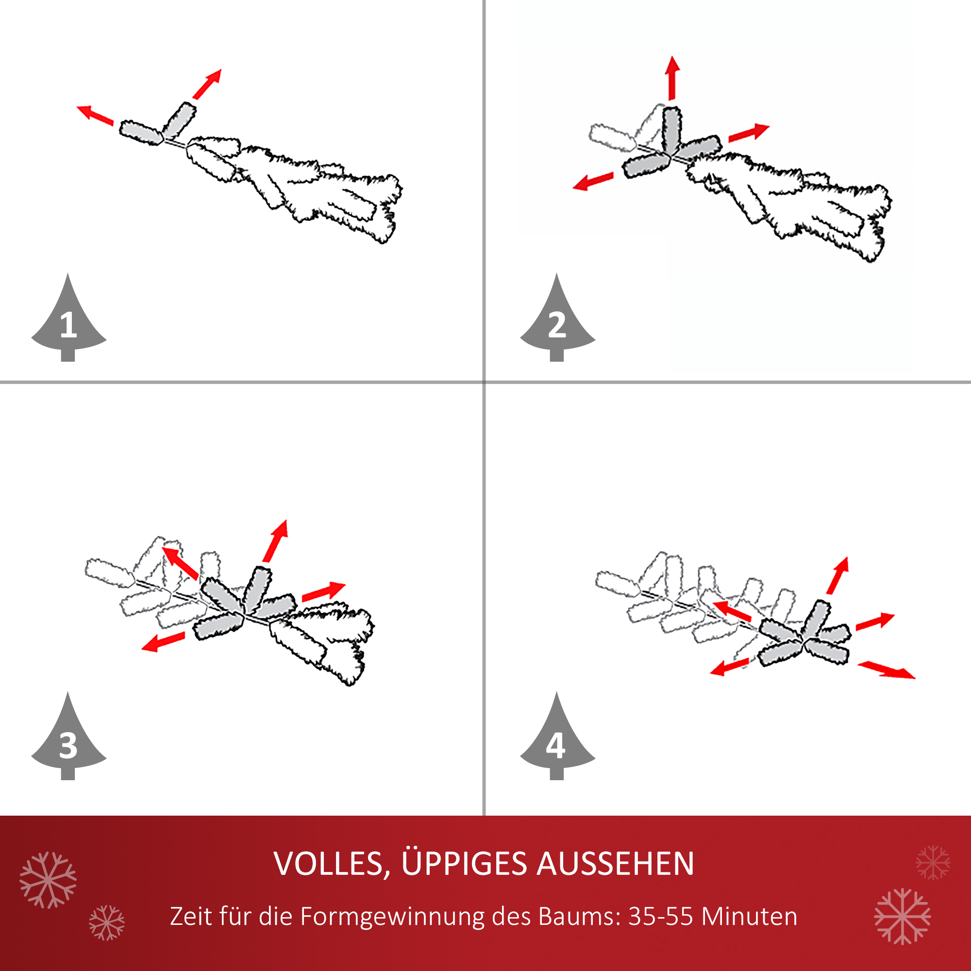 Künstlicher Weihnachtsbaum Weiß 150 cm mit Deko und Metallständer
