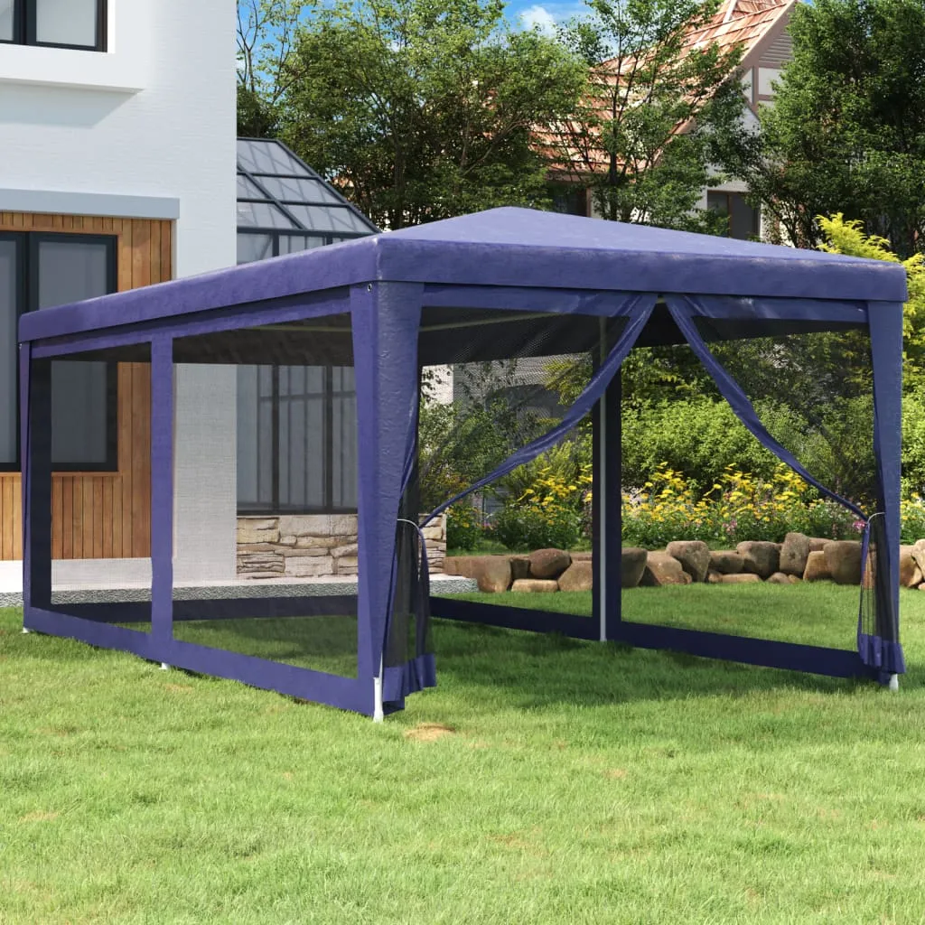 Blaues Partyzelt 296x594x258 cm mit robustem Eisenrahmen und Mesh-Seitenwänden