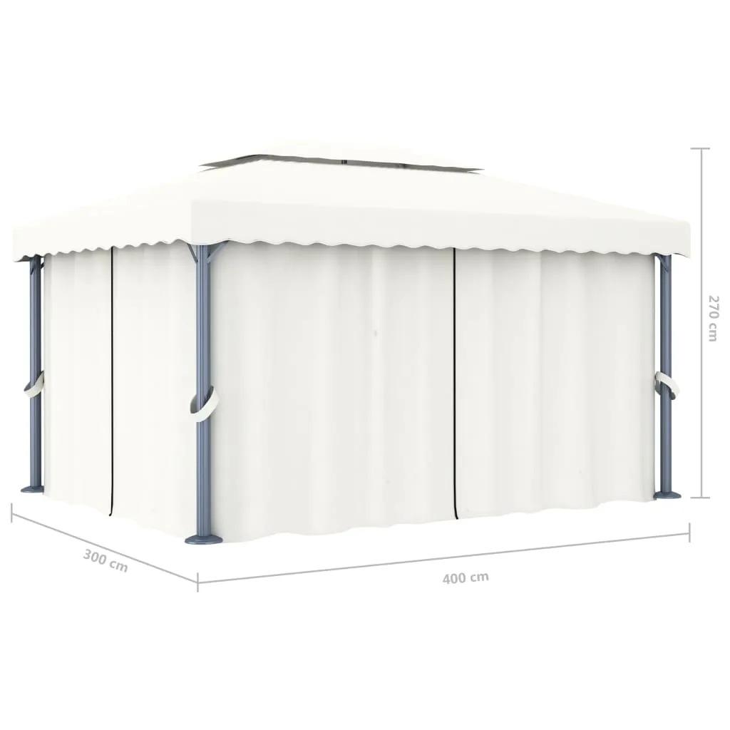 Eleganter Pavillon 4x3 m Cremeweiß mit Aluminium- und Stahlgestell