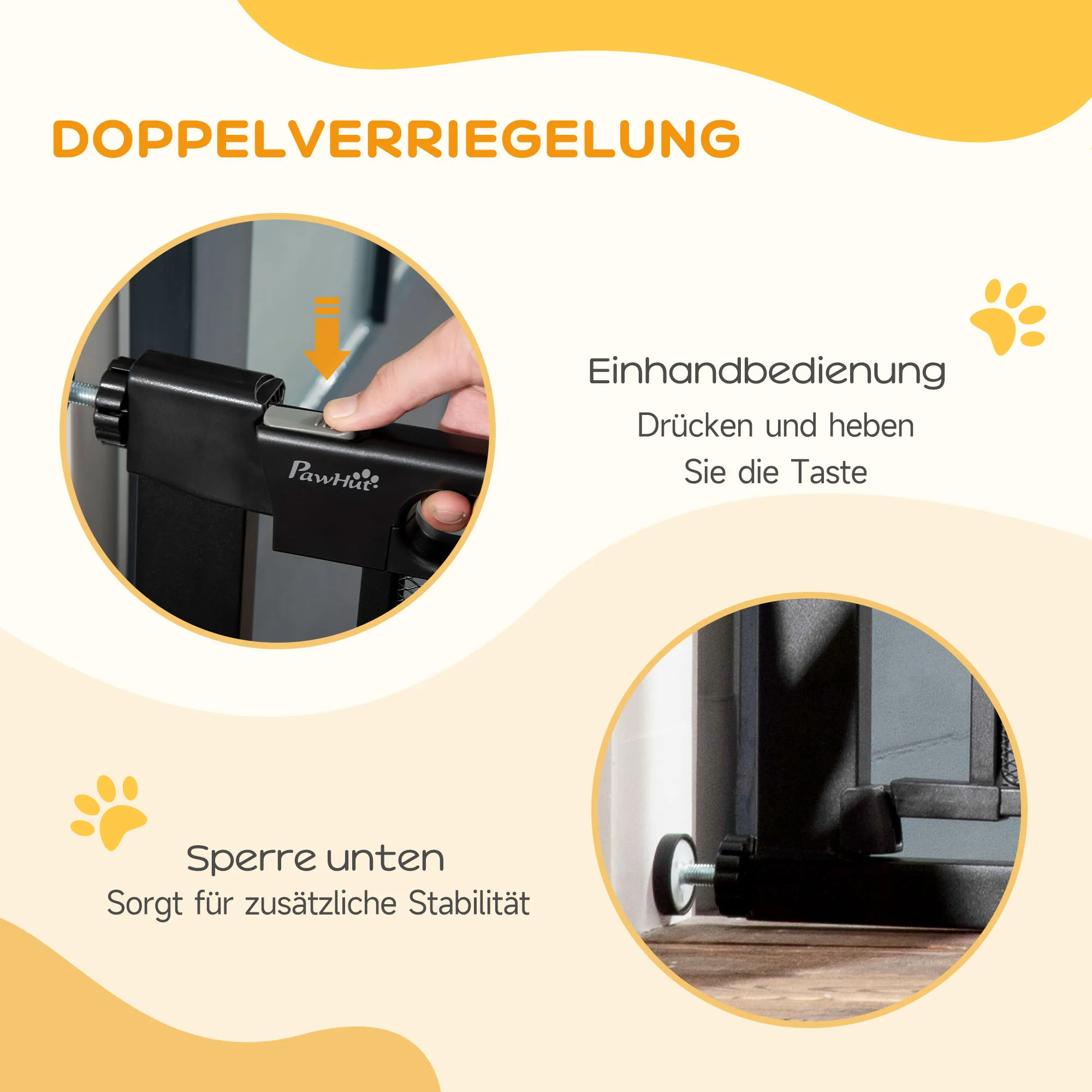 Treppenschutzgitter für Hunde, verstellbar 75-103 cm, Schwarz