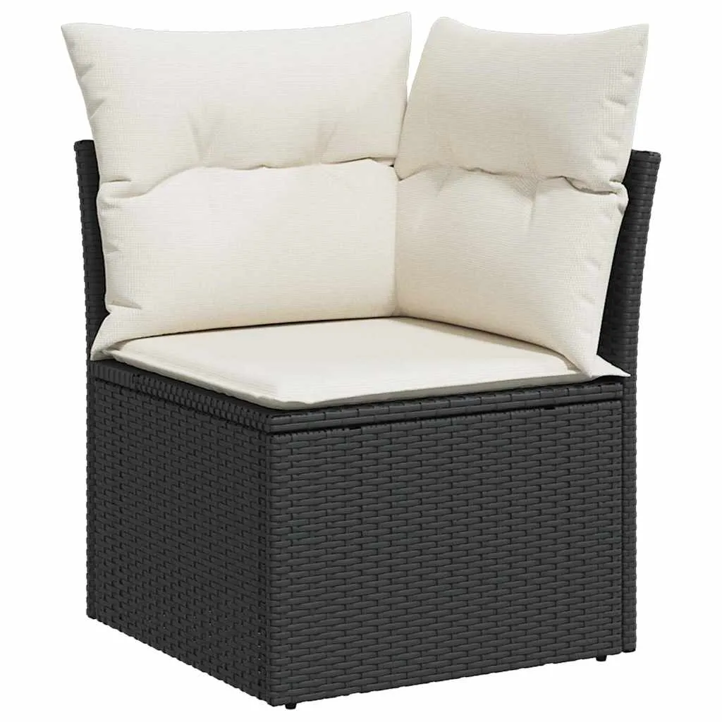 Modulares Garten-Dining-Set 55x55 cm Schwarz und Creme mit Echtholz