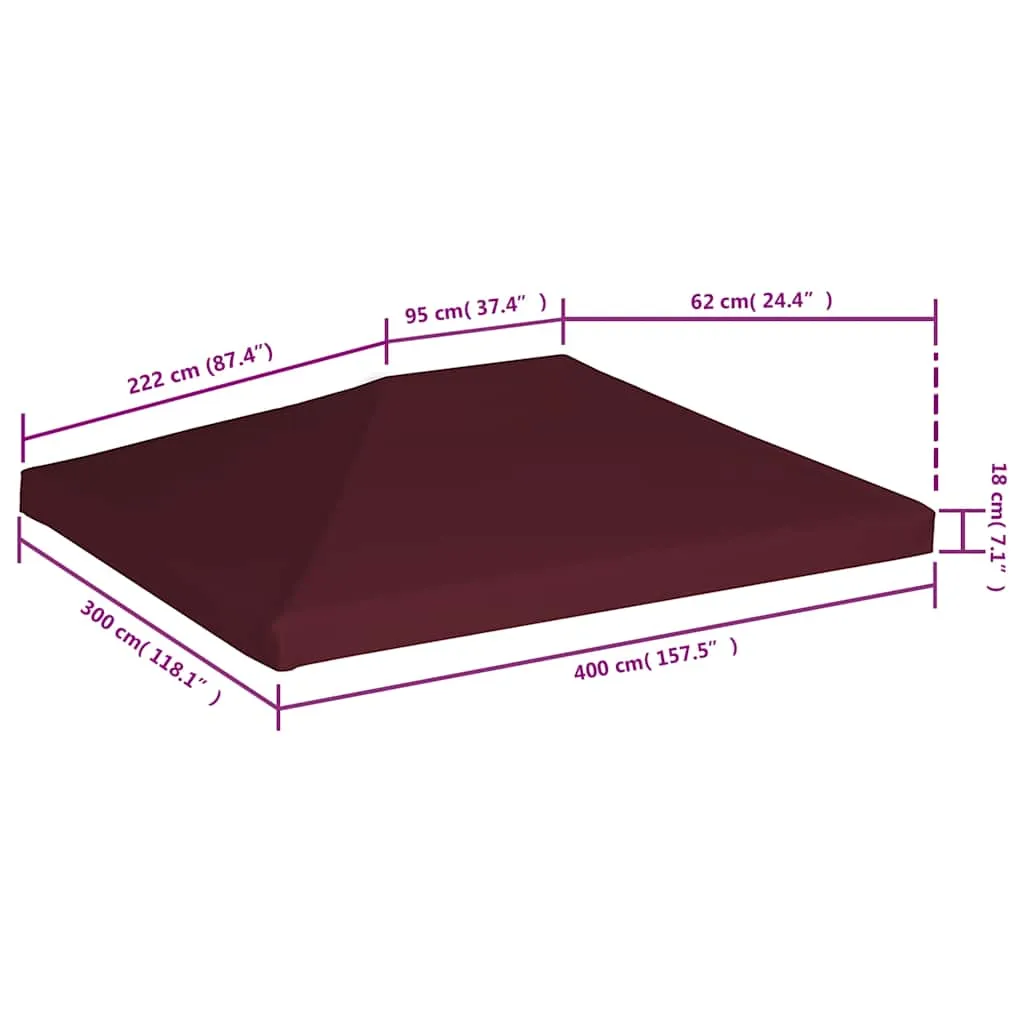 Pavillonabdeckung 3 x 4 m Bordeauxrot wasserdicht mit PVC-Beschichtung