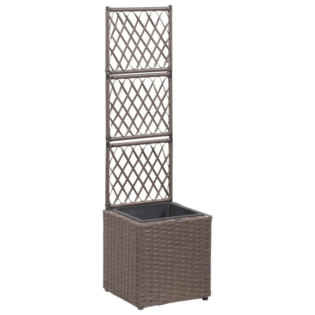 Hochbeet aus Poly Rattan mit Rankhilfe 30x30x107 cm Braun