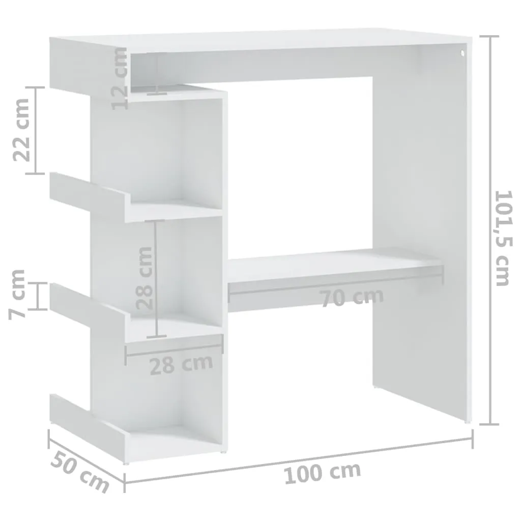 Weißer Stehtisch 100 x 50 x 101,5 cm aus Holzwerkstoff