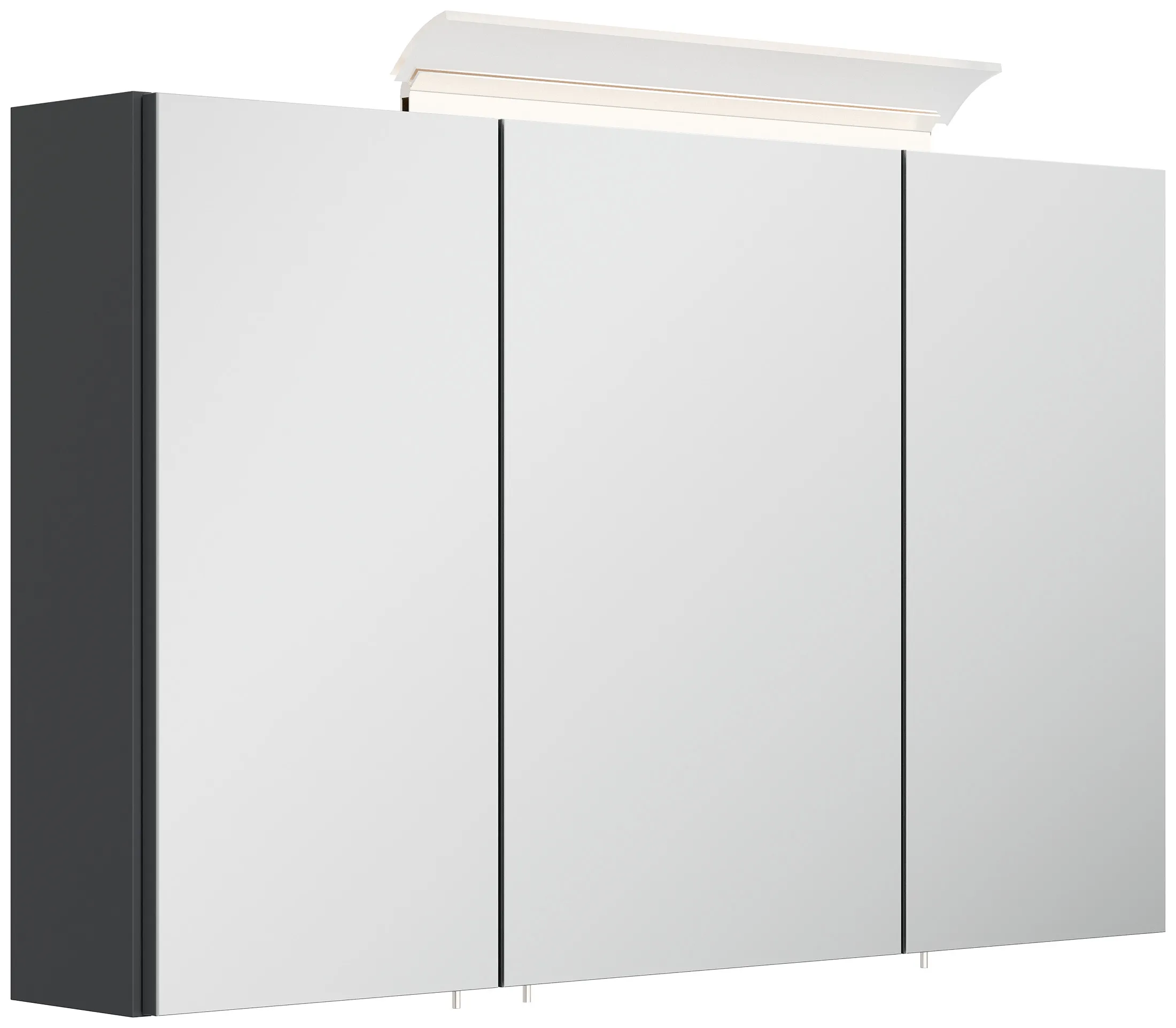 Spiegelschrank 100cm inkl. Design LED-Lampe und Glasböden grafit