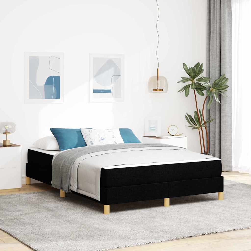 Boxspringbett mit Matratze, Stoff, 140 x 190 cm, Schwarz