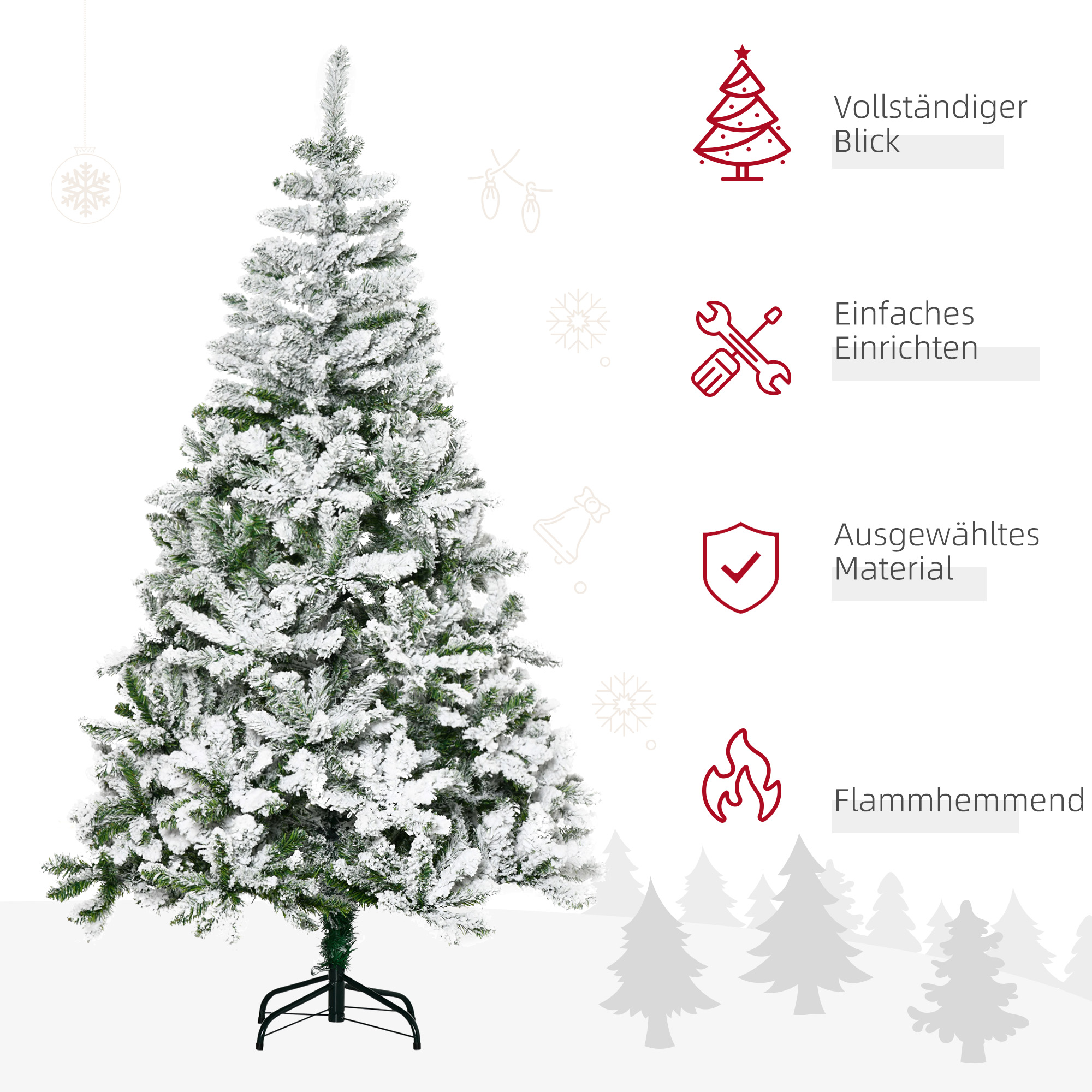 Künstlicher Weihnachtsbaum mit Schnee-Effekt, 180 cm, Grün/Weiß