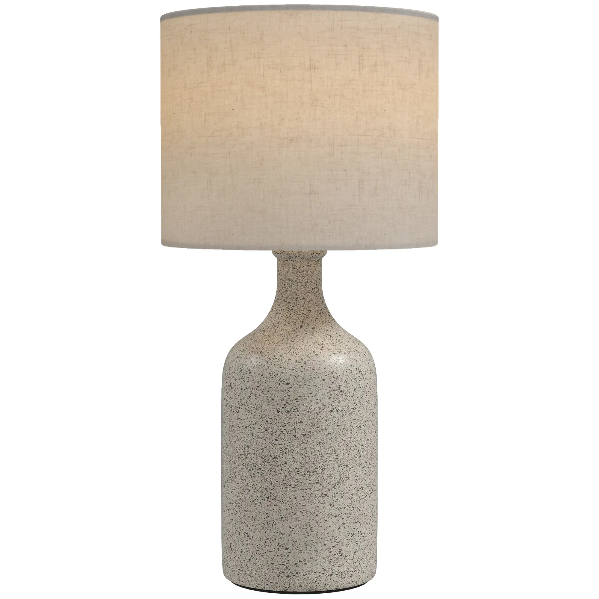 Tischlampe mit Keramiksockel und Leinenschirm, 45 cm, Sandfarben