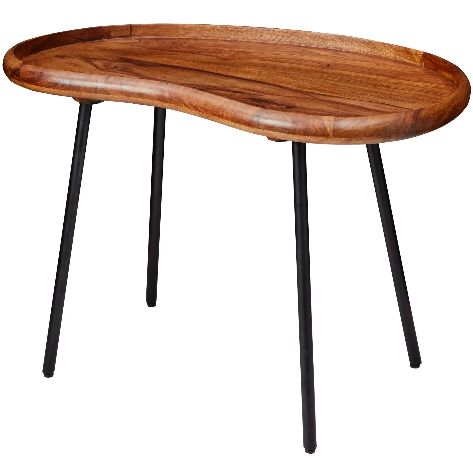 Wohnling Couchtisch WL5.669 71x51x40 cm Sheesham massiv Sofatisch Nierenform mit Metallbeinen Wohnling Couchtisch WL5.669 71x51x40 cm Sheesham massiv Sofatisch Nierenform mit Metallbeinen