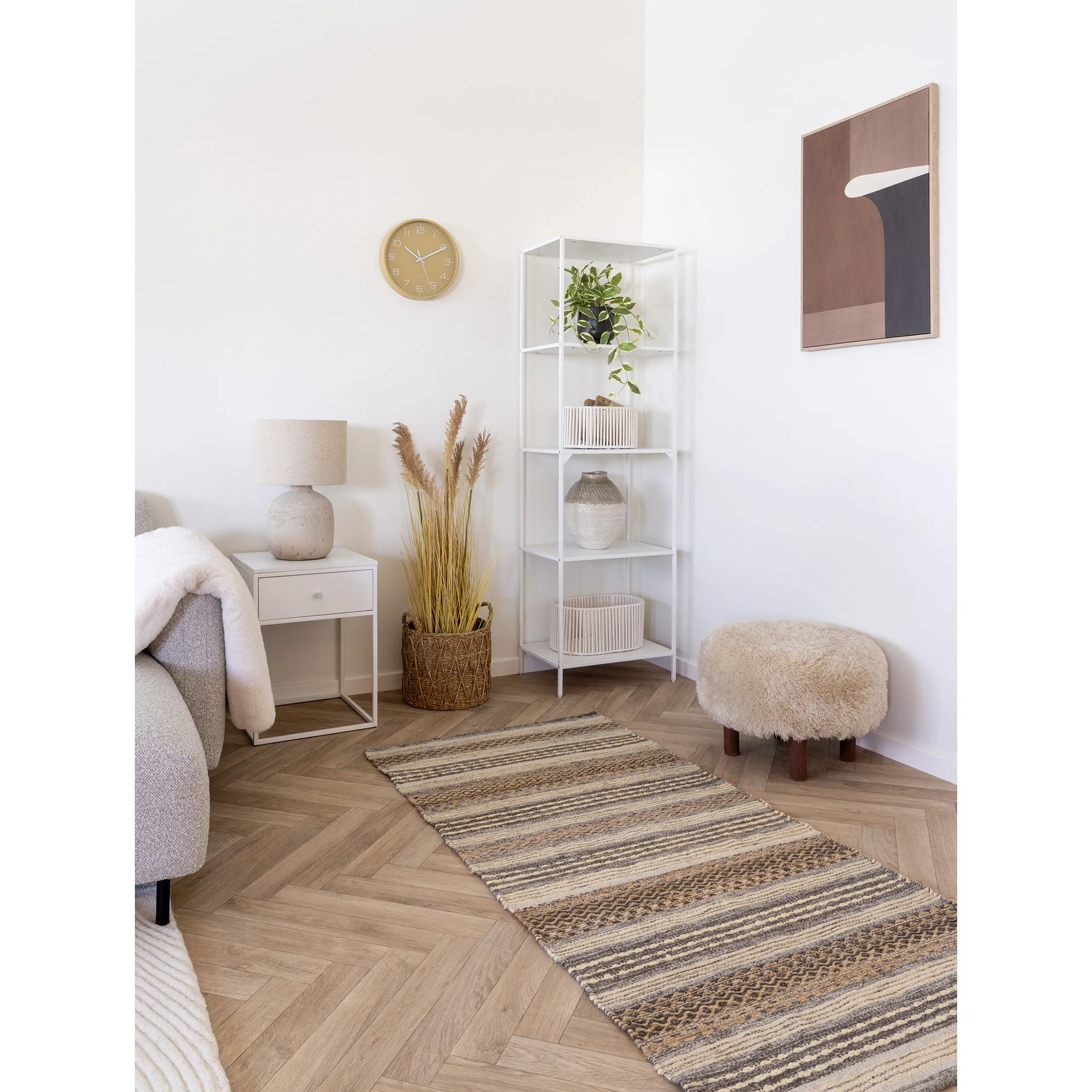 tinkaro Inverness Pouf Puffer ø50x36 cm Hellbraun