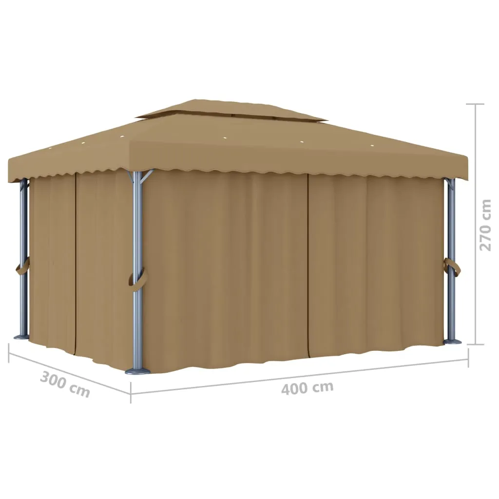 Eleganter Pavillon 4 x 3 m in Taupe mit Doppeldachdesign