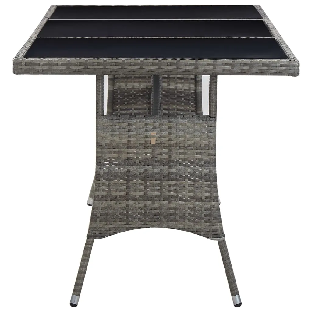 Gartentisch mit Glasplatte 170 x 80 x 74 cm Grau