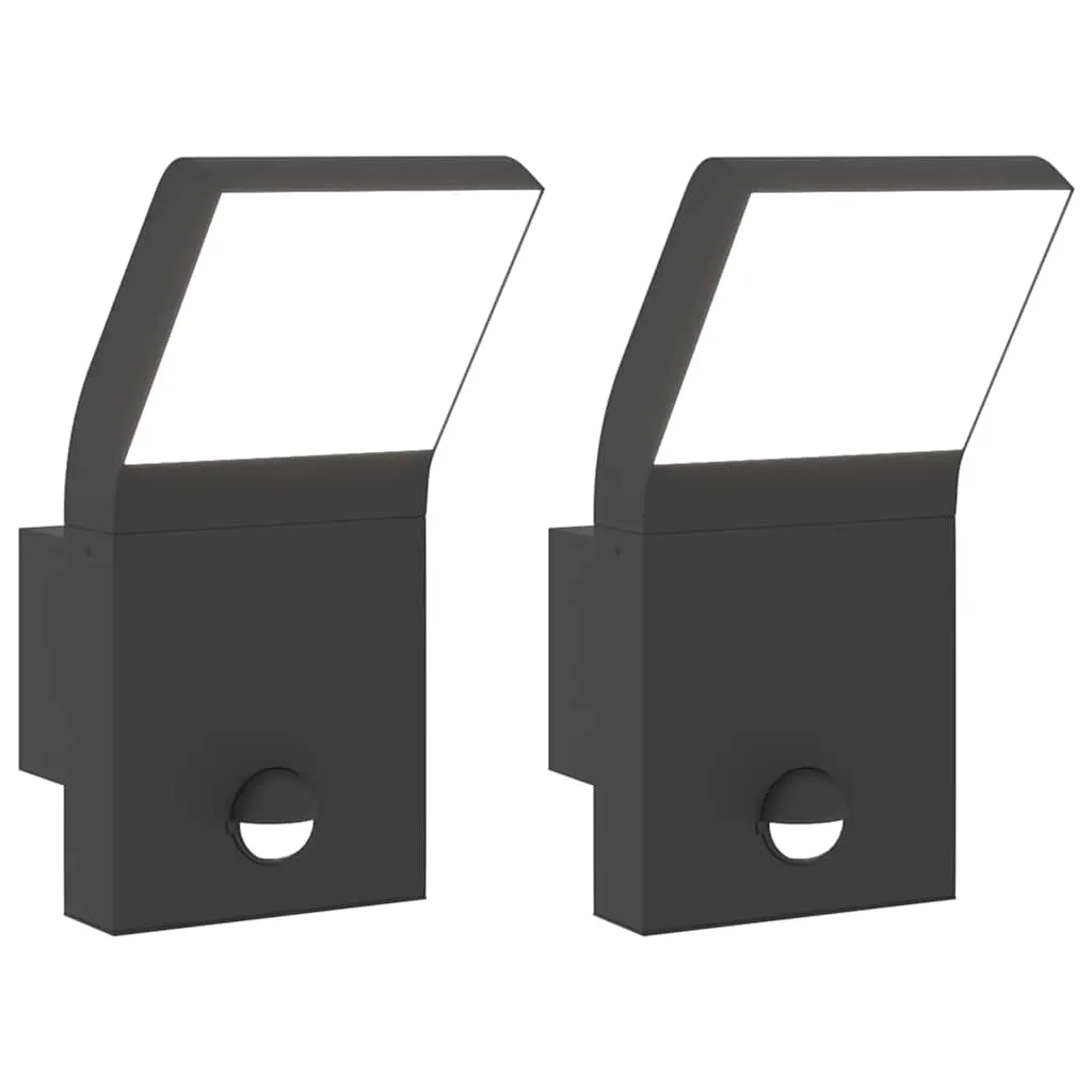 LED Außenwandleuchte Schwarz 10 x 15 x 22 cm mit Bewegungsmelder