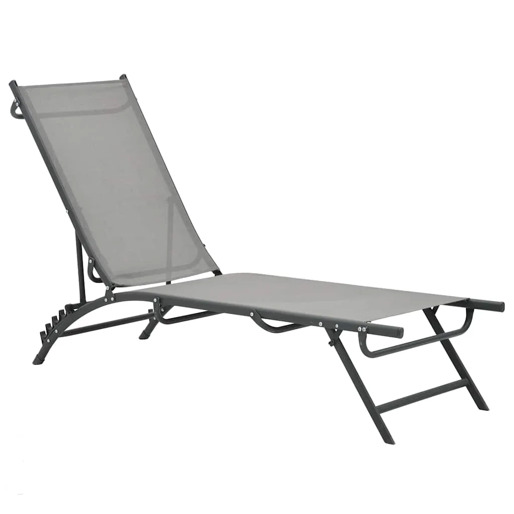 2er Set Sonnenliegen 180,5x53x32,5 cm Grau mit verstellbarer Rückenlehne