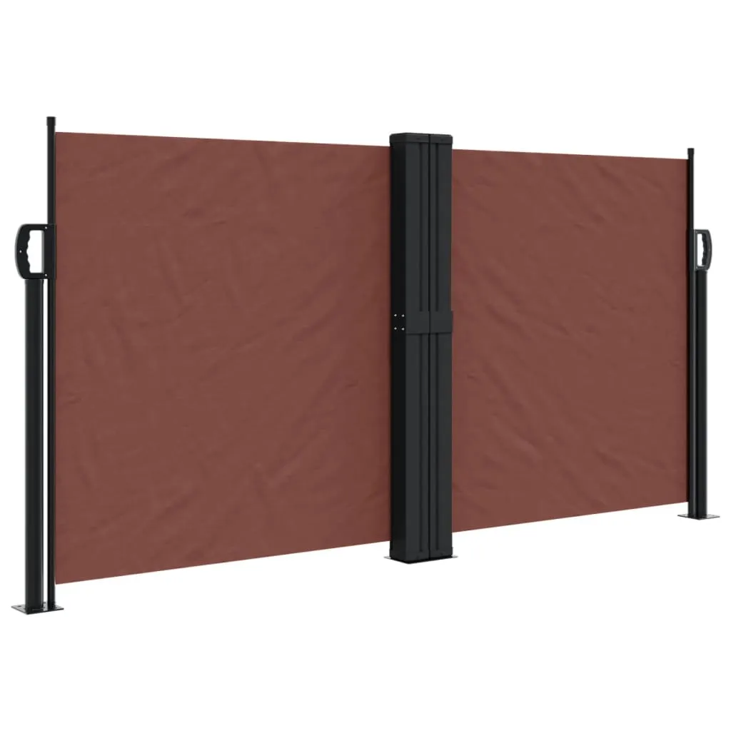 Ausziehbare Seitenmarkise 120 x 1000 cm Braun, Polyester mit PU-Beschichtung
