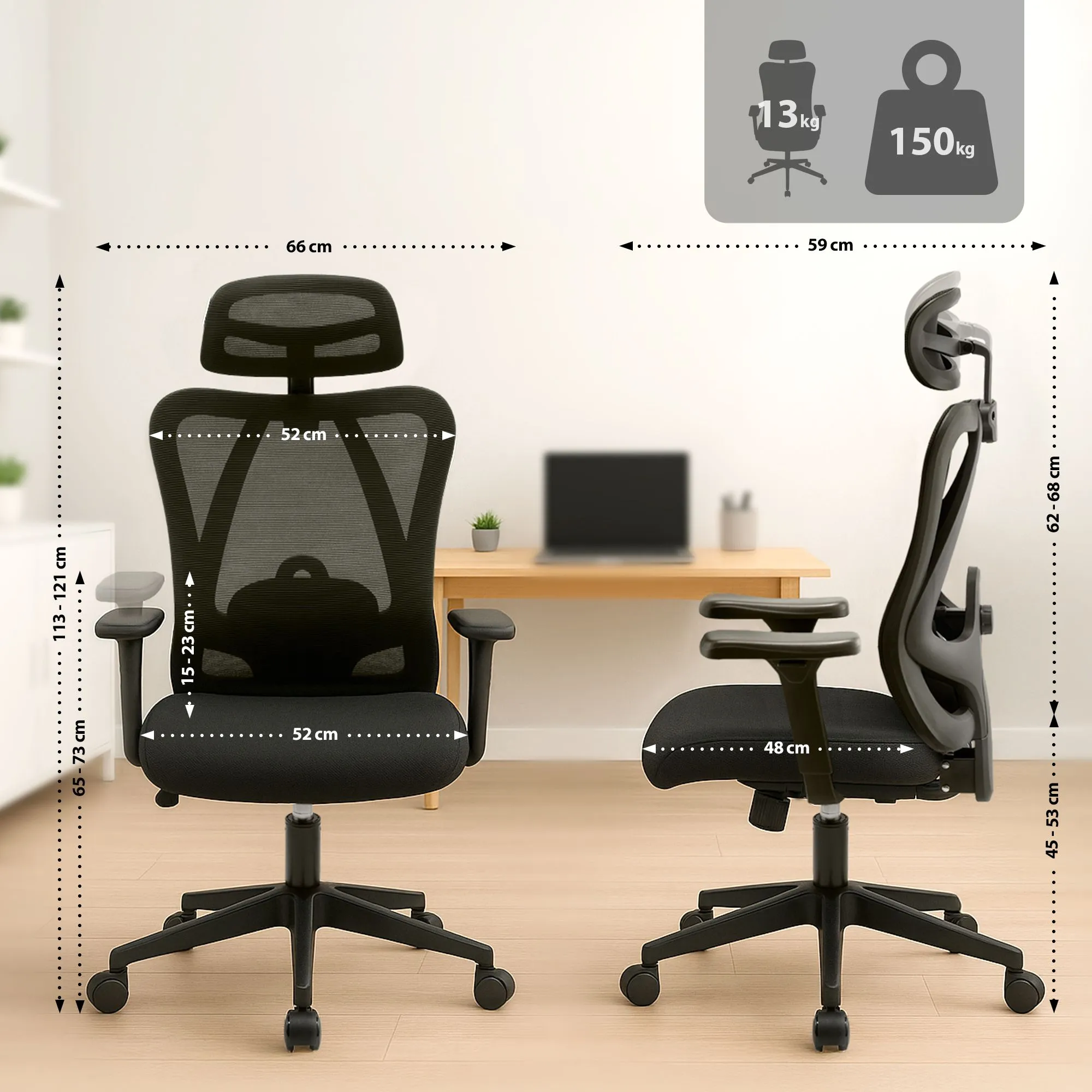 Bürostuhl Elisha 113x66x59 cm schwarz